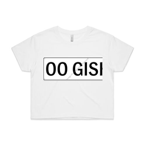 OO GISH number-plate on womens crop T-shirt Thumbnail